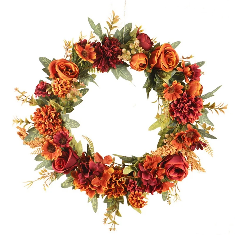 Crimson Rose Decoration Wreath Halloween Christmas Wedding Autumn Thanksgiving 40Cm | Дом и сад