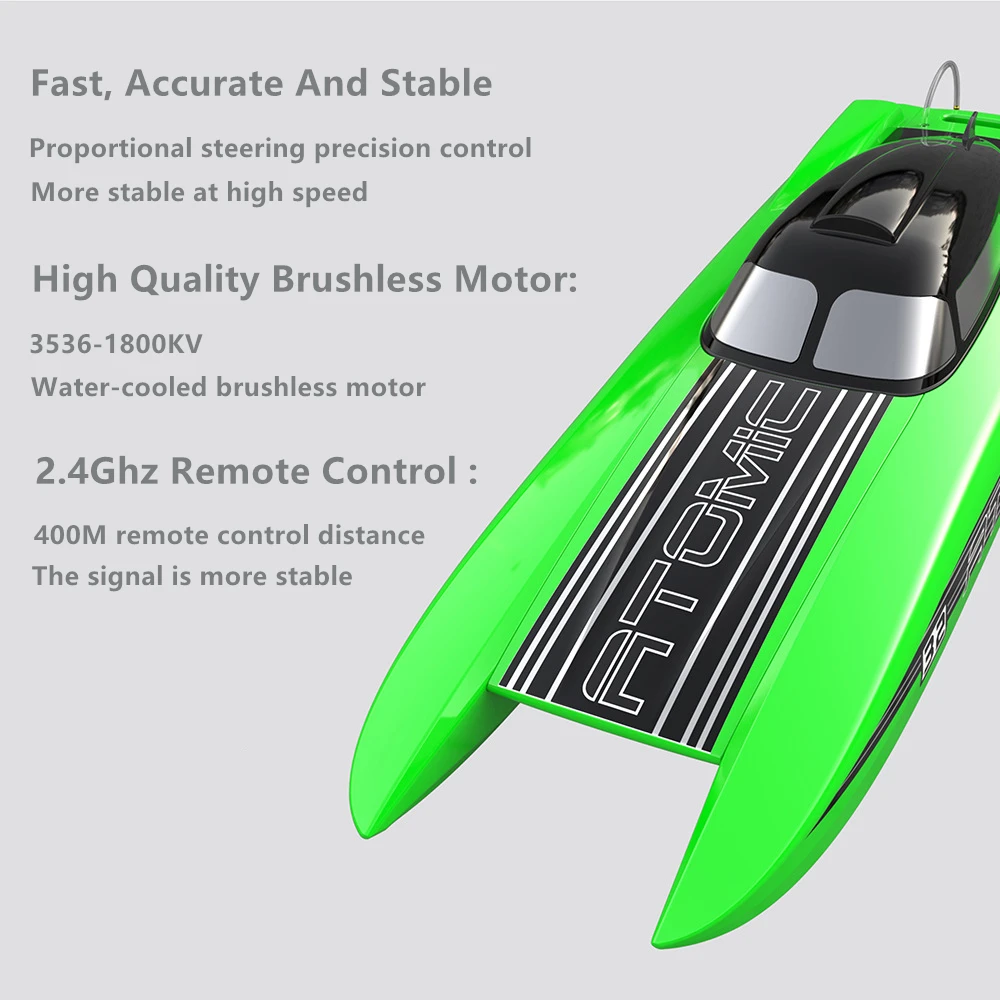 80KM/H Fast Speed Brushless RC Speedboat Capsize Reset Function Water-cooled ESC Metal Blade Rudder Anti-Collision Hull Boat Toy 2