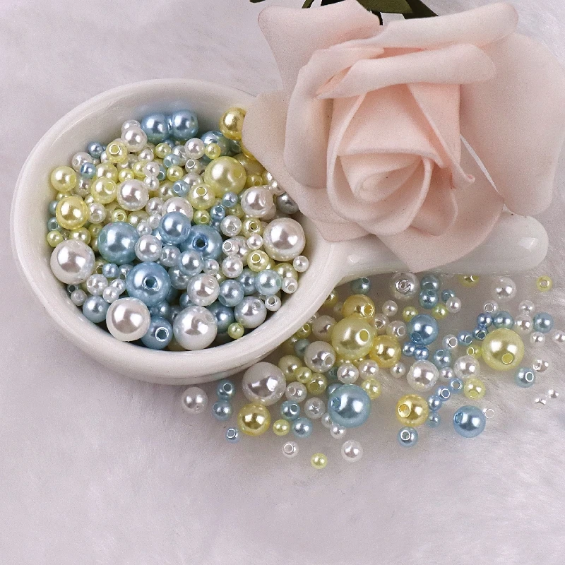 150-200Pcs Colorful ABS Imitation Pearls Mix 3-8mm Round Beads With Holes DIY Bracelet Charms Necklace Beads For Jewelry Making