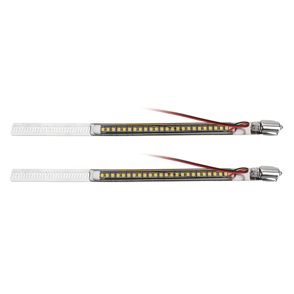 Pair Stainless Steel Clamp 55-75mm Motorcycle Fork Light Amber LED Turn Signal Strip Indicator Light 120 Degree Viewing Angle