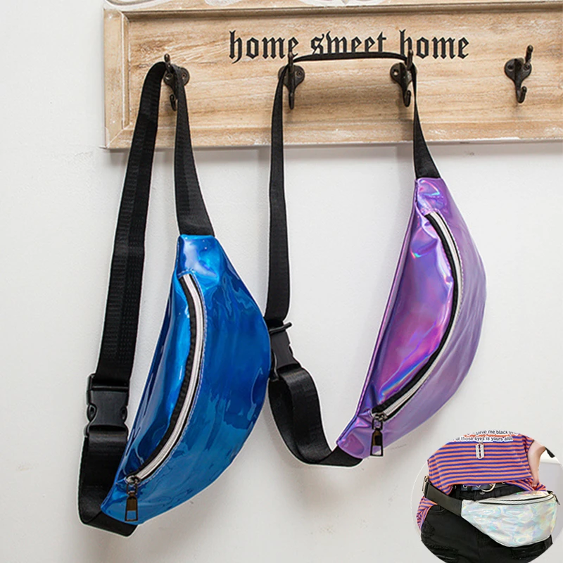 

2019 Holographic Waist Packs streetwear lasher fanny pack pochete feminina fashion chest bag for men holographic belly bag