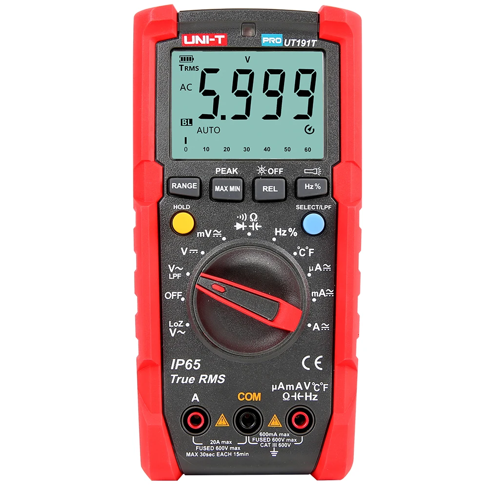 

UNI-T Digital Multimeter 6000 Counts Voltmeter Ammeter Auto Range True RMS Handheld Meter Measuring AC/DC Voltage Current