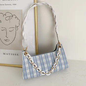 

Summer ins messenger bag female 2020 new fashion wild net red plaid single shoulder armpit bag