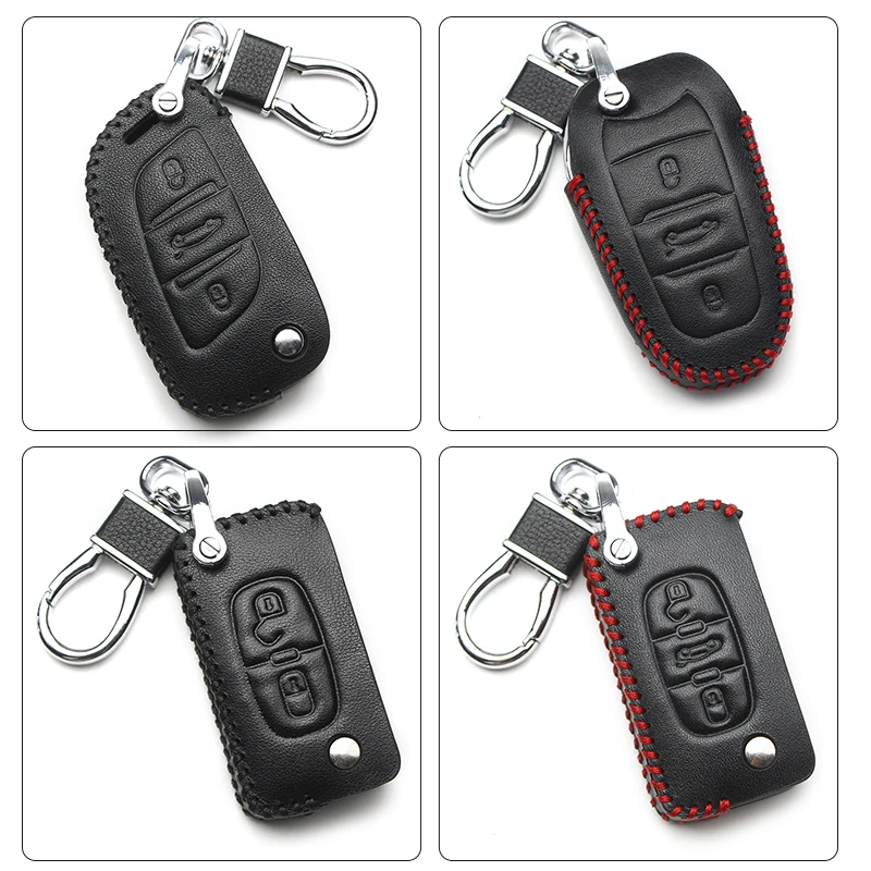 Кожаный чехол для автомобильных ключей для peugeot 5008 2008 508 Rifter 107 308 SW Boxer 301 Expert 407 406 408 306 807 аксессуары для ключей