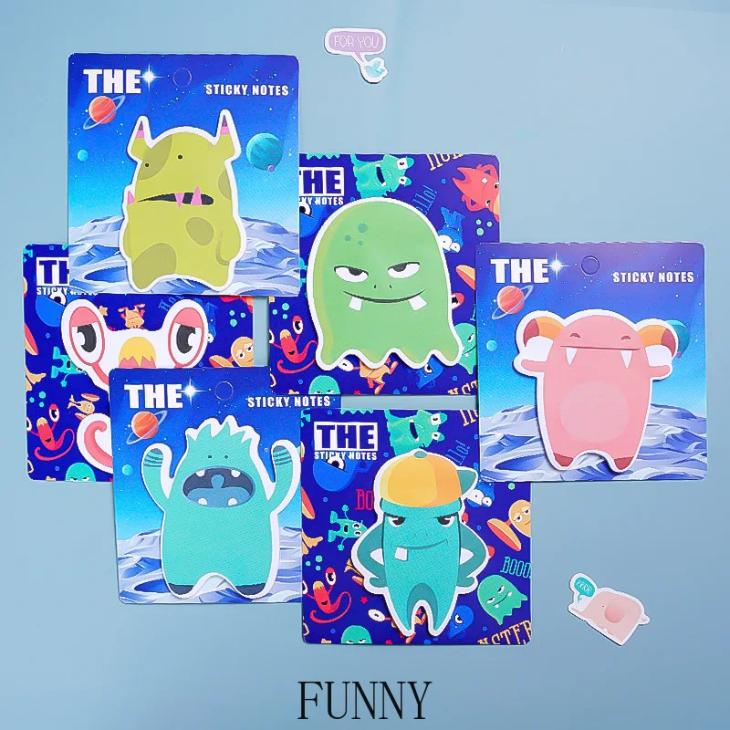 Creative Cartoon Aliens Memo Pad Sticky Notes Bookmarks Notepaper Page Flags Self-stick Tab School Supplies Stationary