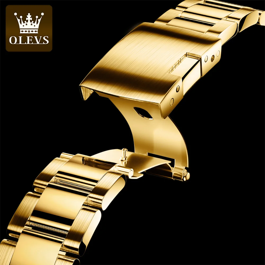 Olevs luxury18K gold men's watch Automatic mechanical superior make belt stainless steel deep anti-freeze clock ditona wrist