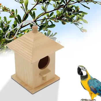 

Bird House Solid Wood Outdoor Pet Cage Pastoral Parrot Nest Smooth Surface Delicate Birdhouse Weather-resistant Garden Decor