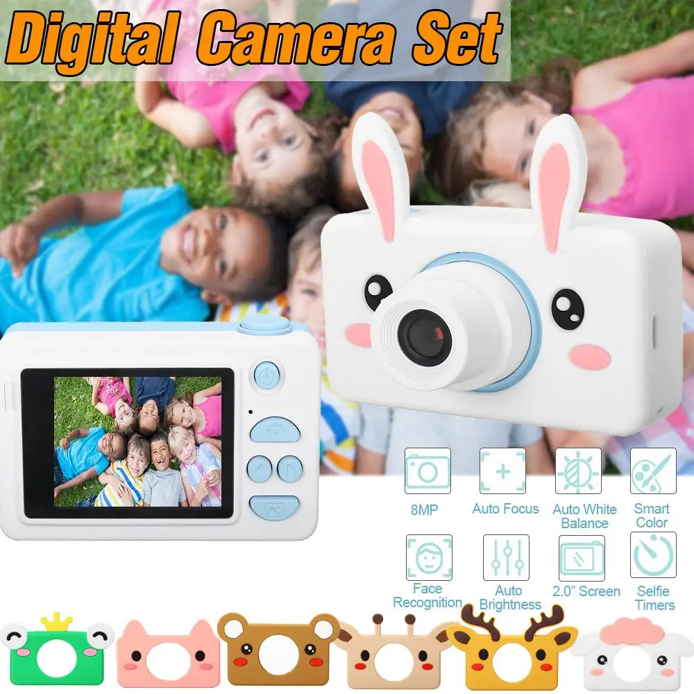 8MP 1080P HD Детская цифровая камера перезаряжаемая камера s детские игрушки с милым животным защитный чехол Рождественский подарок для девочек