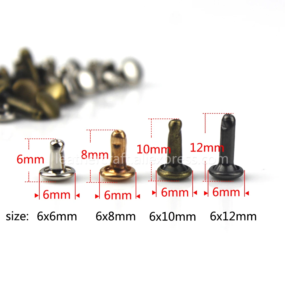 100sets Double Cap Rivets Studs for Leather-crafts 5mm 6mm -  Denmark