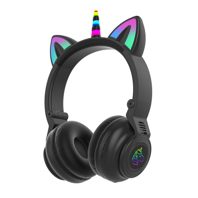 Unicorn Kids Wireless Headphones With Mic,Control RGB Light Girls Music Stereo Earphone Mobile Phone Children's Headset Gift