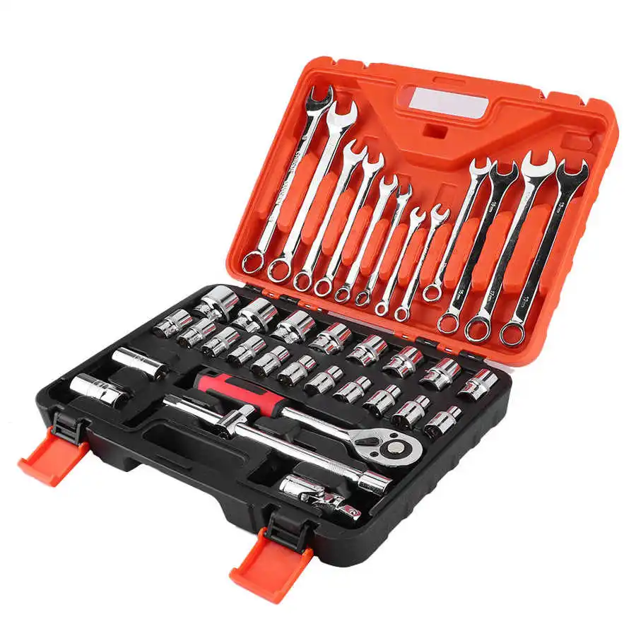 

Socket Tool Ratchet Wrench Set Impact Socket Set 37Pcs Impact Socket Adapter Set Ratchet Wrench Combination Spanner Auto Repair