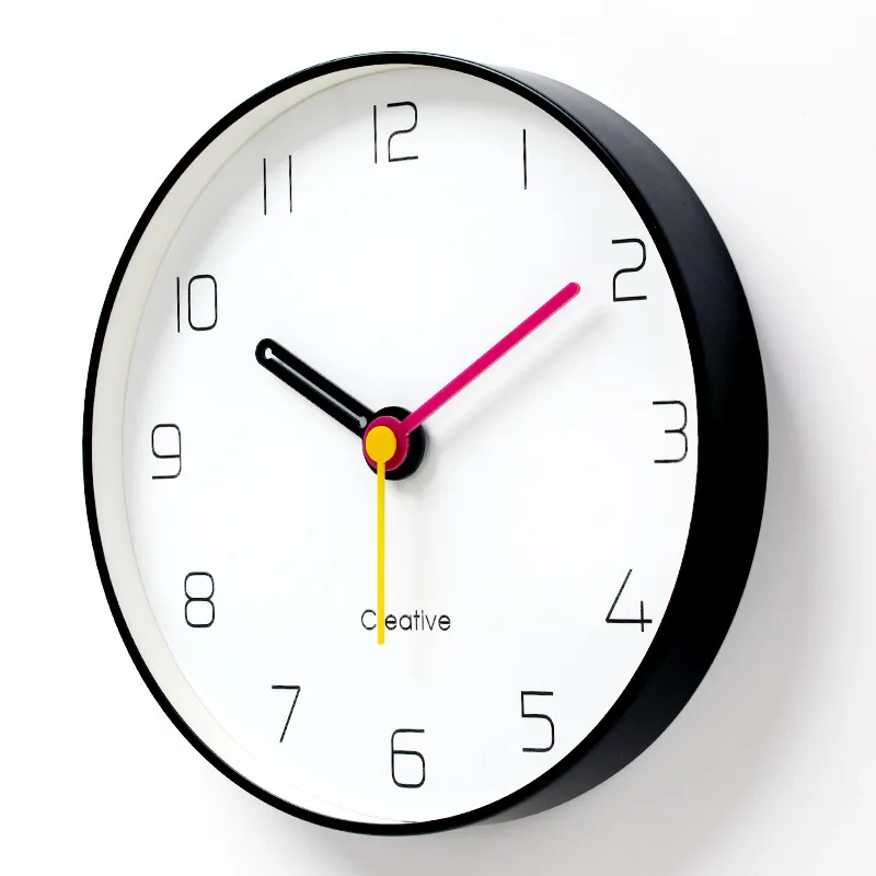 

[EOPU 1057 "Black And White with Pattern-Style Metal Wall Clock Living Room/Bedroom/Restaurant-Ring for a Generation of Fat