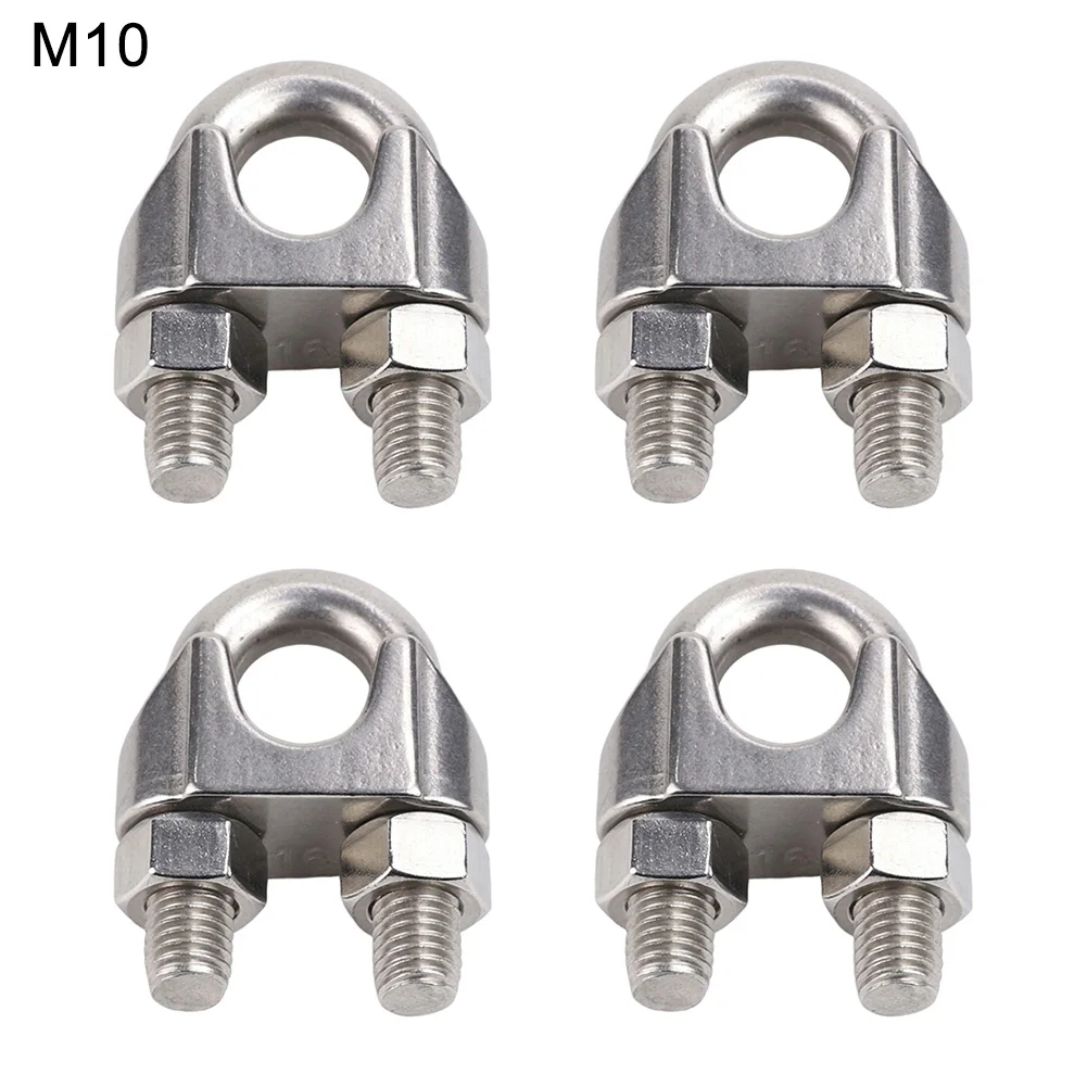 

4Pcs Stainless Steel Professional Rustproof Grip Durable Tighten Accessories Wirerope Clamp Mini Connect Cable Clip Tool Home