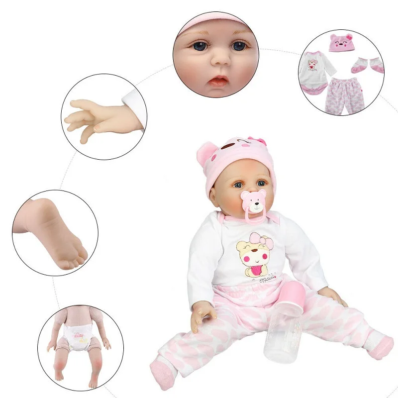 55 см мягкие виниловые куклы Reborn Baby ручной работы дизайн ткань тела Силиконовые Реалистичные живые куклы игрушки для детей Рождество