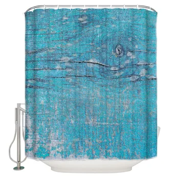 

Vintage Wood Texture Shower Curtain Decor with Hooks Waterproof