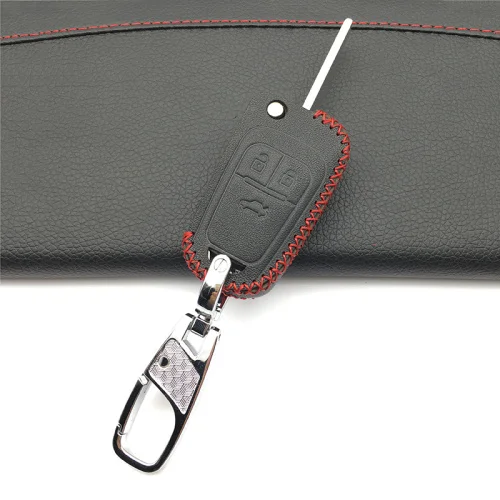 Высокое качество кожи кожаный чехол для ключей для Chevrolet Cruze fit Buick Opel Vauxhall Astra Corsa Antara Meriva Insignia fob - Название цвета: 3 buttons black 1