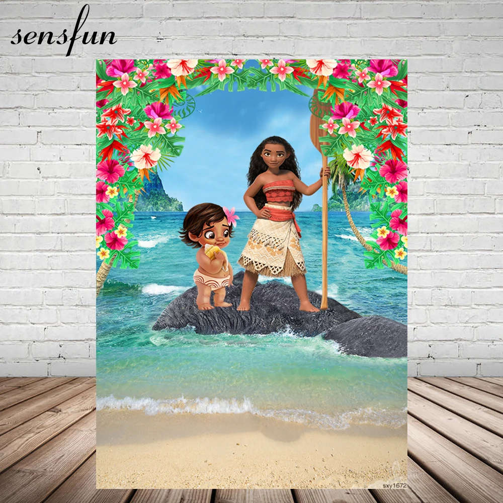 

Sensfun Moana Backdrop For Girls Birthday Party Flower Beach Backdrop For Childen Backgrounds For Photo Studio 5x7ft Vinyl