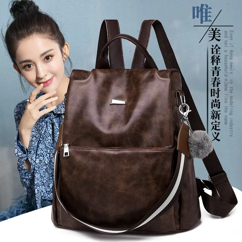 

2019 New Style Backpack Women's Korean-style Fashion Versitile Fashion Winter Dual Purpose Casual Multi-functional Travel Bag