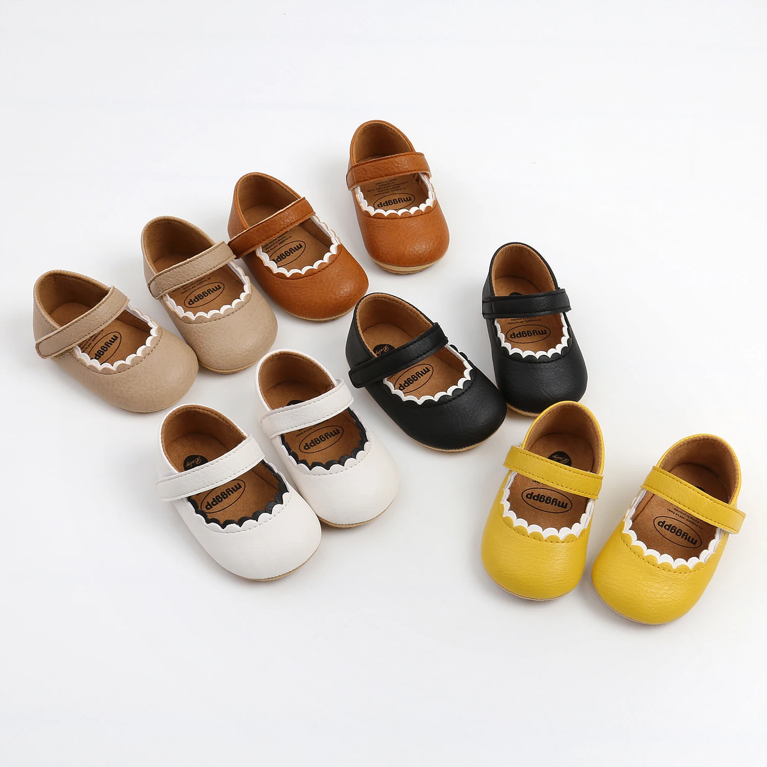 Baby Shoes 0-18M Newborn Toddler Prewalker Loop Princess Shoes Convenient Wear And Take Off Wear-Resistant Soft Shoes