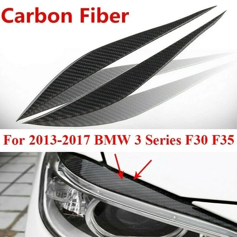 

2pcs Car Headlight Eyebrow Stickers Carbon Fiber Brow Cover Decoration Accessories for For BMW 3 Series F30 F35