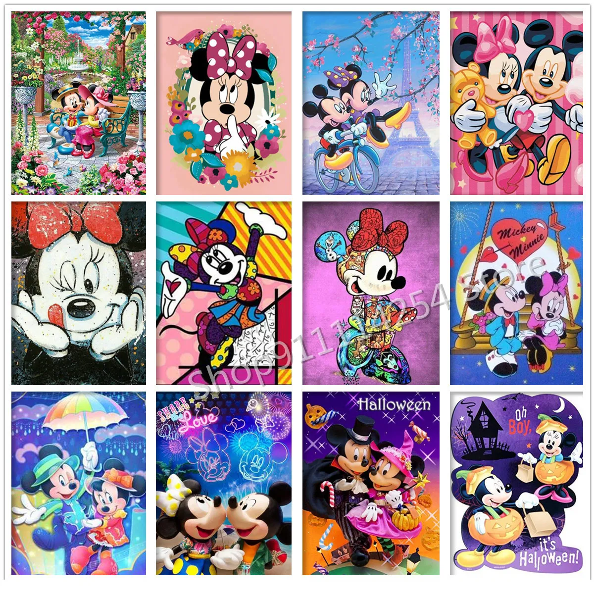 Cartoon Mickey Minnie Mouse Couple Diamond Painting Embroidery Home Art Decor