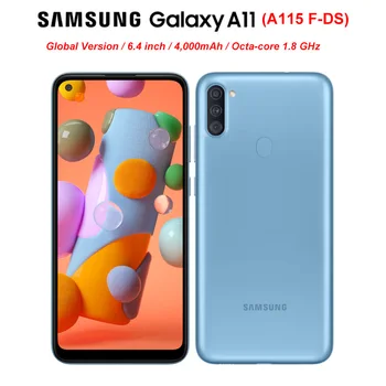 Перейти на Алиэкспресс и купить Глобальная версия Samsung Galaxy A11 A115F-DS Dual SIM 2 Гб RAM 32 ГБ ROM мобильный телефон 6,4 дюймOctaCore Android10 13MP 4000 мАч