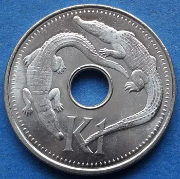 

Papua New Guinea Island 1 Kina Coins Crocodiles Oceania Original Coin Good Condition Collection 30mm