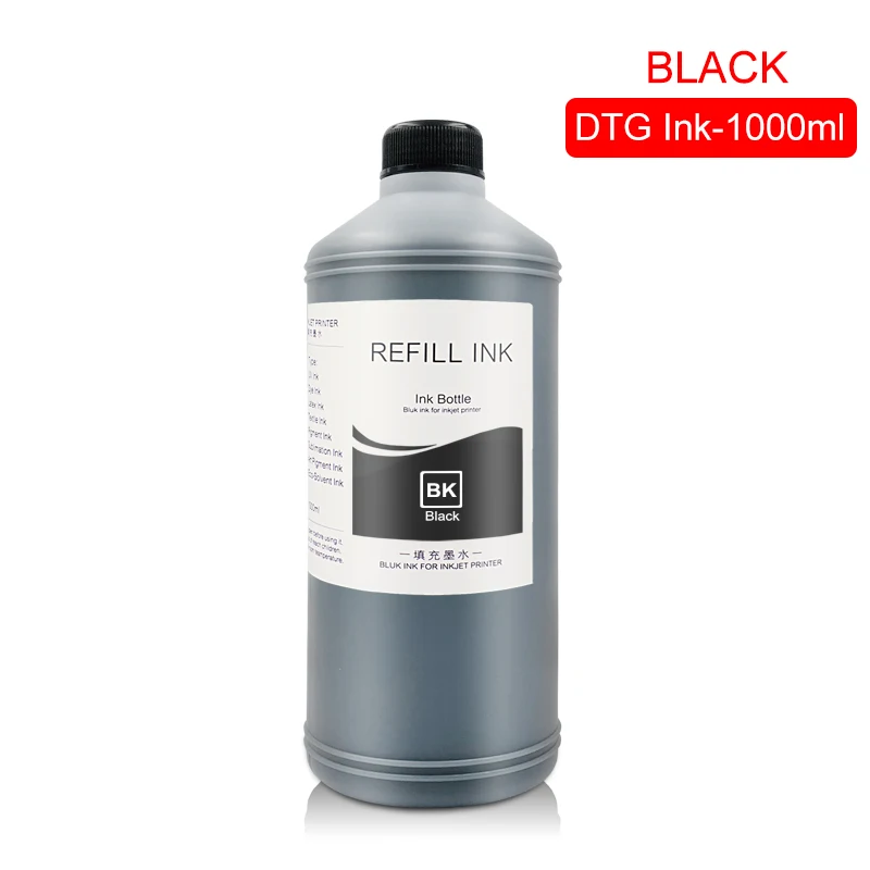 Black 1000 мл чернила dtg для рисования на ткани одежды чернила для DX5 DX6 DX7 DX10 печатающая головка для Epson 1390 R1900 R2000 F2000 F2100(7 видов цветов на выбор - Цвет: Black