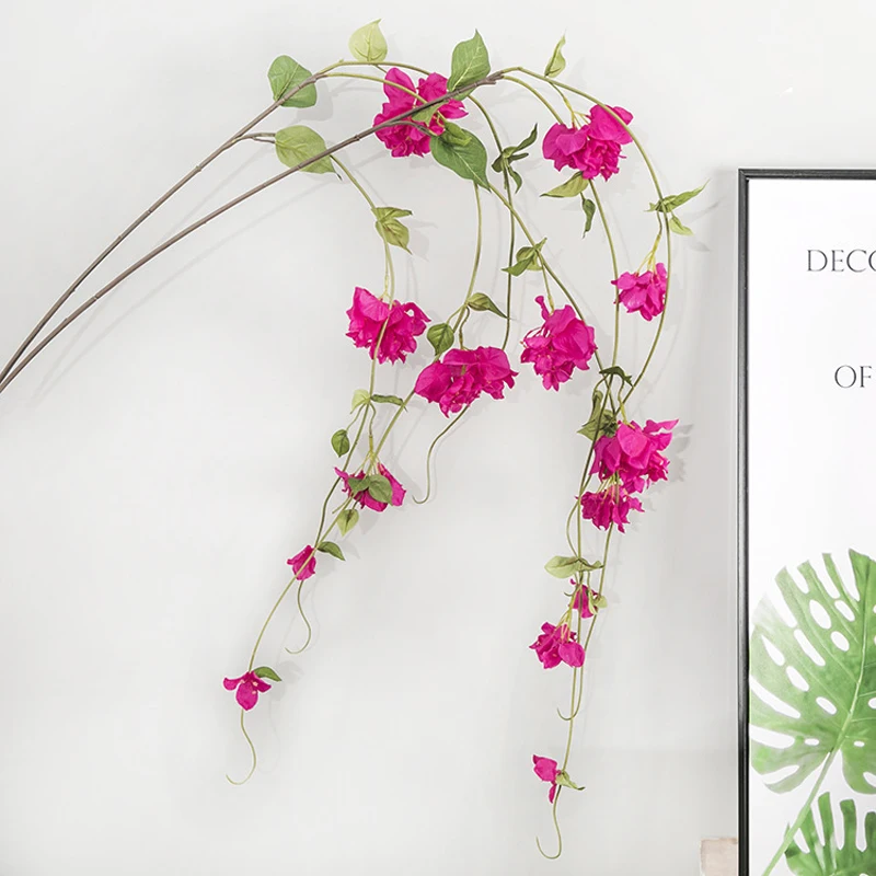 

170cm Artificial Flowers Bougainvillea Vines Wall-Hanging European Fake Flower Hotel Window Decoration Flower Ornaments ZZY002