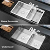 SUS304 Stainless Steel Large Kitchen Sink With Knife Holder Handmade Tank Double Bowl Basin Sink For Kitchen Fixture Accessories 5