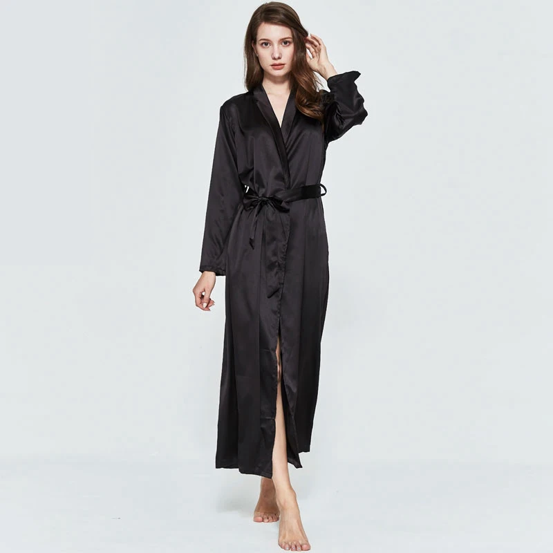 Bathrobe Women Extra Long Sleepwear Robes Silky Robe Charming Night Robe Lengthened Casual Sleepwear Robes Homewear Kimono