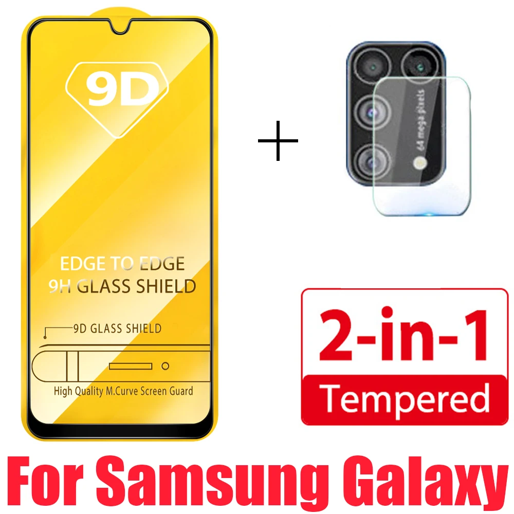 2 в 1 9D закаленное стекло для Samsung Galaxy M31 M10 M20 S10e пленка на объектив камеры A7 A750 A9 2018