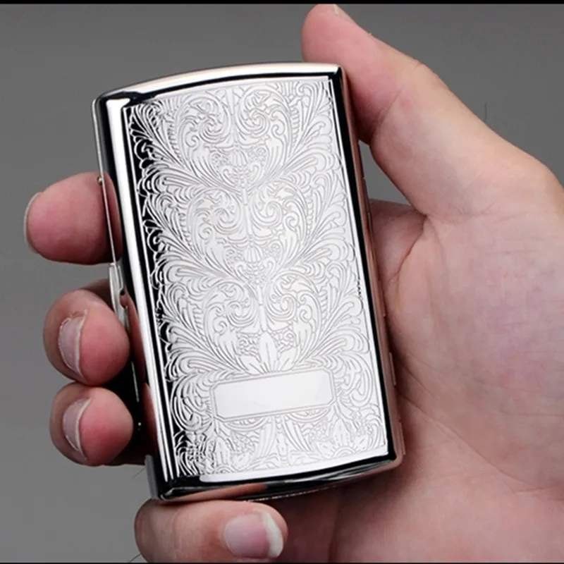 New 1pcs -High Quality Siver Printed Flower cigarette case hold 12pcs cigarettes Cigarette box /hol