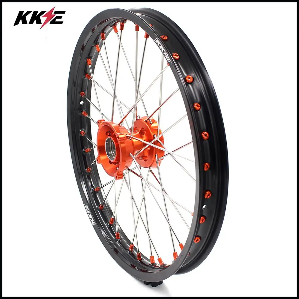 KKE большие спикированные Детские колеса диски набор для KTM85 SX 2003- колеса оранжевые ступицы оранжевый ниппель