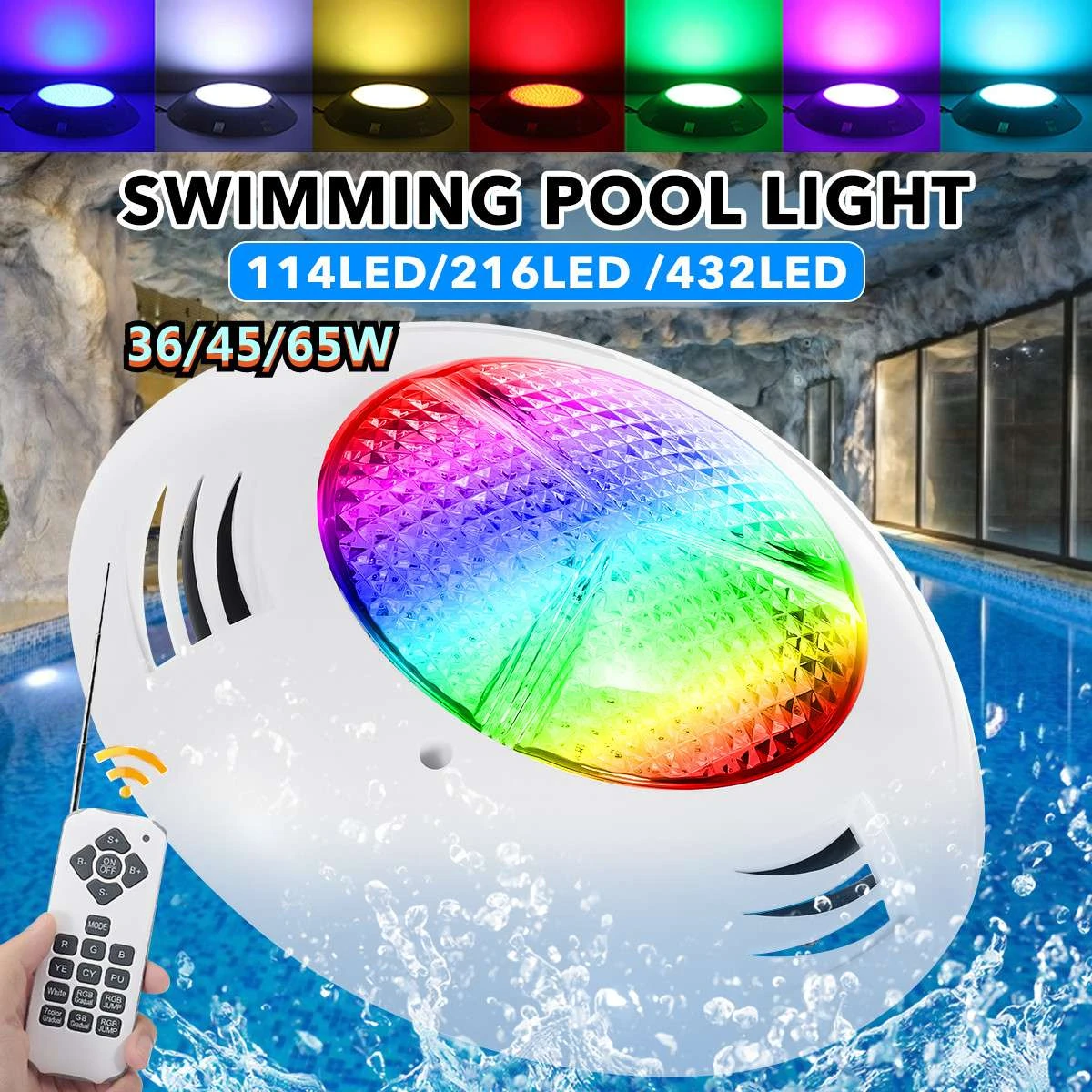 submersible led lights 36/45/65W Led Swimming Pool Light IP68 Waterproof AC12V Outdoor RGB Color Changing Underwater Light with Remote Controller light underwater