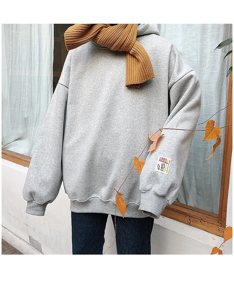 Autumn Korean Men's Long-sleeved European And American Solid Color Fashion Hooded Fleece Pullover Large Size