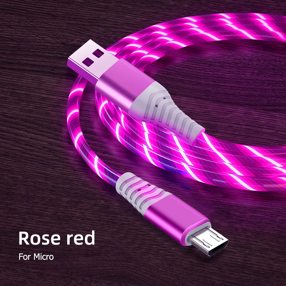 Micro USB Cable 3A Luminous Lighting Fast Charging USB Type C Cable For Samsung Xiaomi USB Charger Data Cable Mobile Phone Cable magnetic phone charger Cables