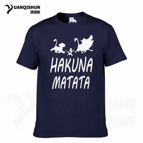 YUANQISHUN Лев футболка King Акуна Матата с принтом короткий рукав Для мужчин футболка Повседневное забавные аниме Симба Пумба Тимон футболка