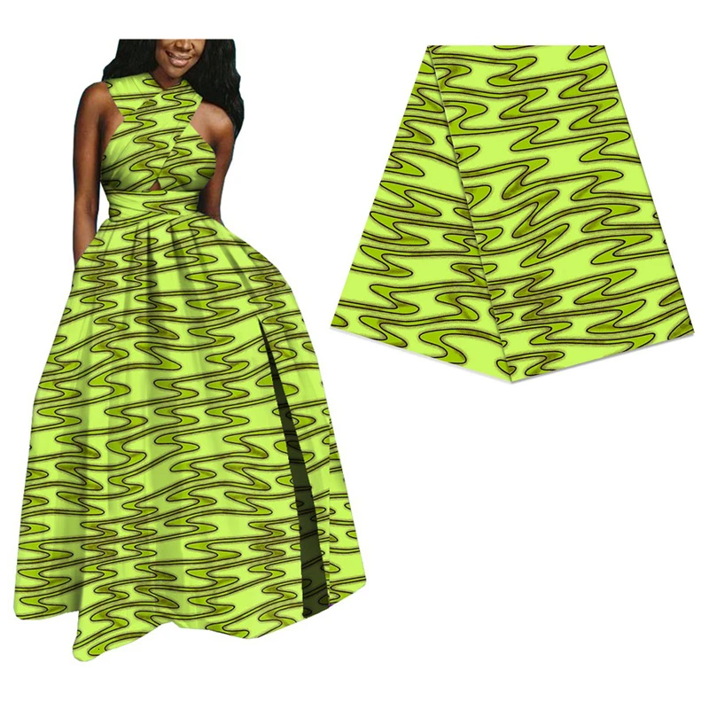 Зеленый Африканский принт настоящий голландский воск ткань для вечерние платья дизайн Анкара настоящая нигерийская восковая Ткань 6 ярдов 339