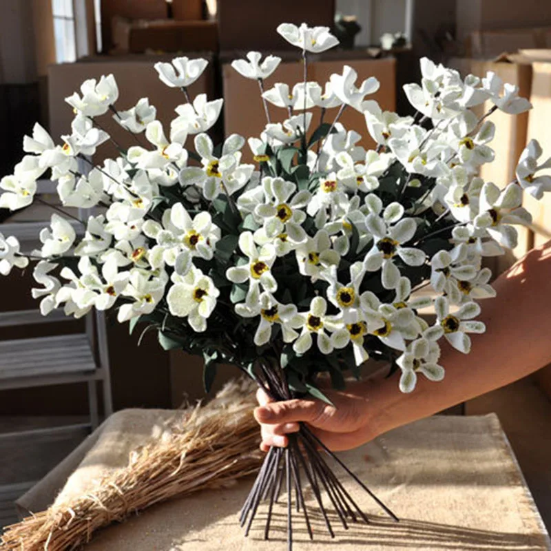 milk white Имитация искусственного цветка ромашки букет яркий винтажный для свадьбы офиса дома 2019ing - Цвет: milk white