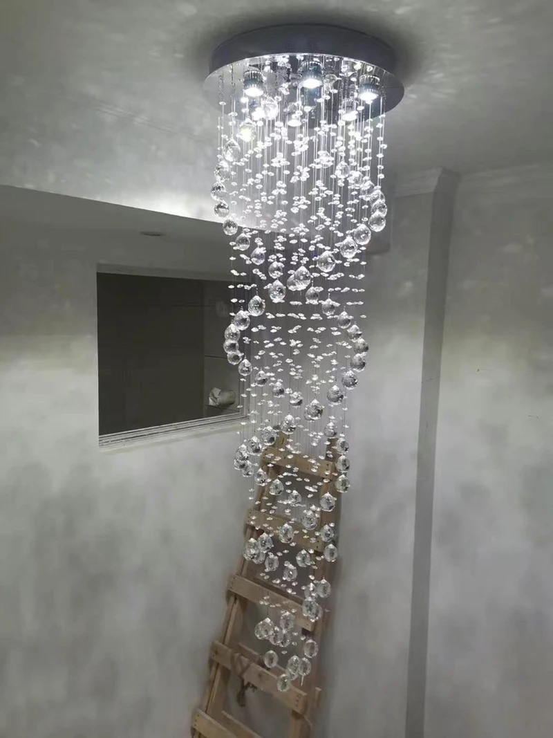 Description Picture 4 of itemModern LED Crystal Chandeliers Light Fixture for Staircase Stair Lights Luxury Hotel Villa Vanity Bedroom Hanging Lamp