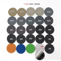 Disques de ponçage en carbure de silicium, 1 pouce, 25mm, boucle à crochet, grain 60 à 10000, pour polissage humide/sec, 20 pièces 