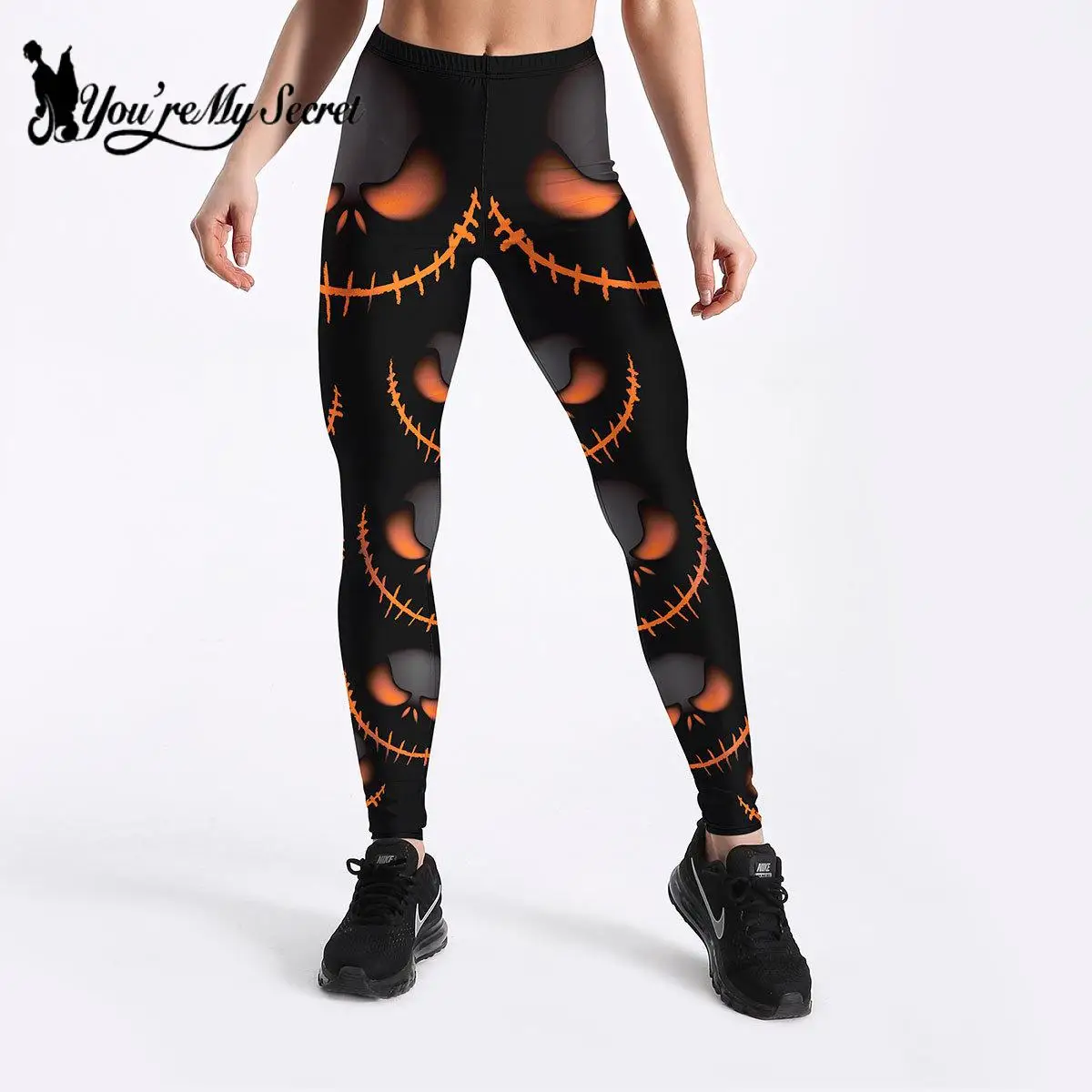 

[You're My Secret] Fashion 3D Halloween Party Cosplay Leggings Pumpkin Digital Print Women High Waist Fitness Stretch Pants