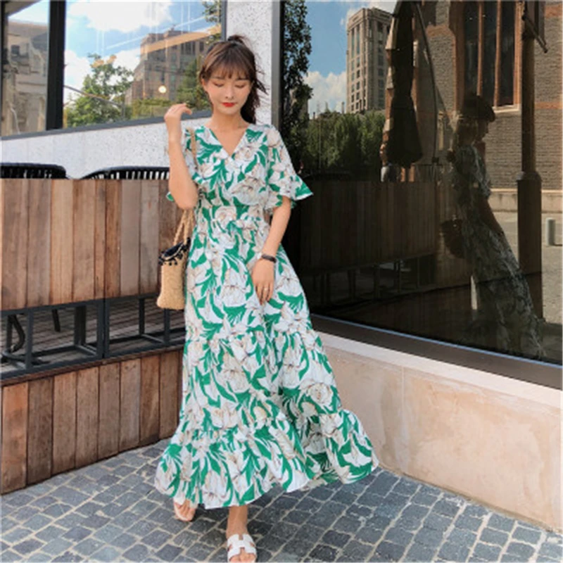 RUGOD для женщин Сезон весна лето Модное платье Цветочный принт длинное в винтажном