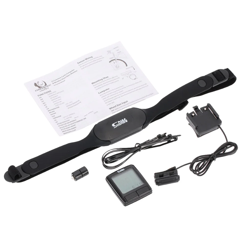 

LCD Backlight Cycling Bike Bicycle Computer Odometer Speedometer with Wireless Heart Rate Monitor Tester Chest Strap