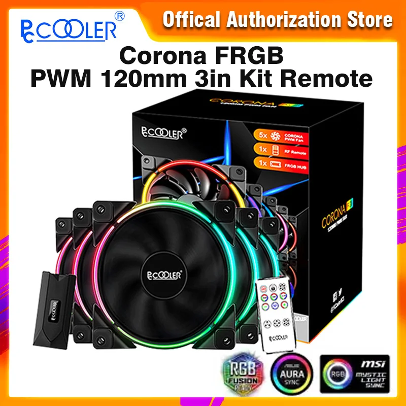 Pccooler 12cm/120mm 3PACK FRGB Fan 4 Pin PWM Computer Case LED CPU Cooler with Controler 12V/5V Liquid Cool | Компьютеры и офис