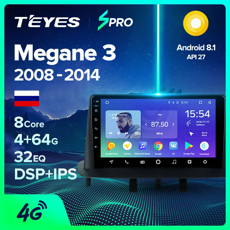 

TEYES SPRO For Renault Megane 3 2008-2014 Car Radio Multimedia Video Player Navigation GPS Android 8.1 No 2din 2 din dvd