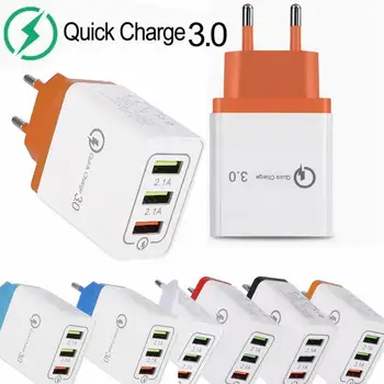 

3USB 3 Ports QC3.0 Quick wall Charger Smart QC 3.0 USB fast charging 18W Adapter For SAMSUNG IPHONE HUAWEI xiaomi