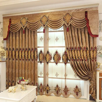 

Curtain New Chenille Embroidered Curtains for Living Room Sunshade Windows Valance Curtains for Bedroom Cloth