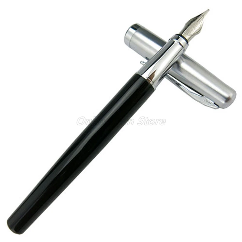 Duke 209 Stainless Steel And Black Medium Nib Fountain Pen Professional School Office Stationery Writing Tool Pen Gift